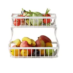 GENERICO - Cesta De Frutas De Cocina De Metal De 2 Niveles Desmontable