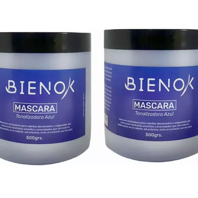 GENERICO - Pack2 Máscara Matizador Hidratacion Azul Bienok 500g.