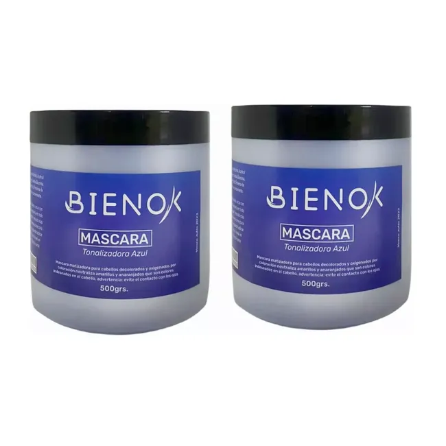 GENERICO - Pack2 Máscara Matizador Hidratacion Azul Bienok 500g.