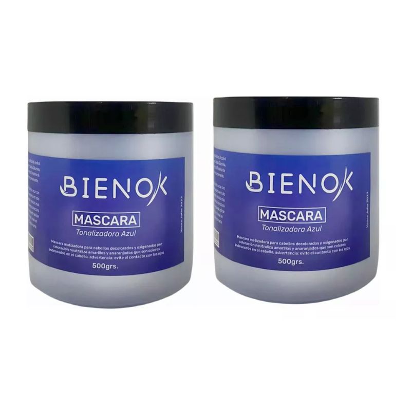 GENERICO - Pack2 Máscara Matizador Hidratacion Azul Bienok 500g.