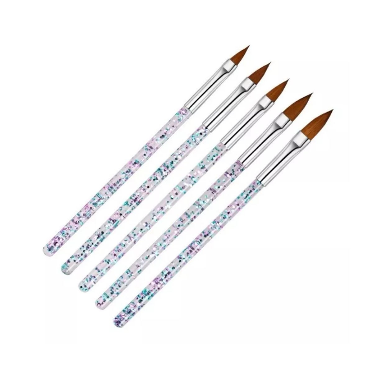 GENERICO - Kit 5 Pinceles Para Uñas Acrílico Manicure Con Glitter