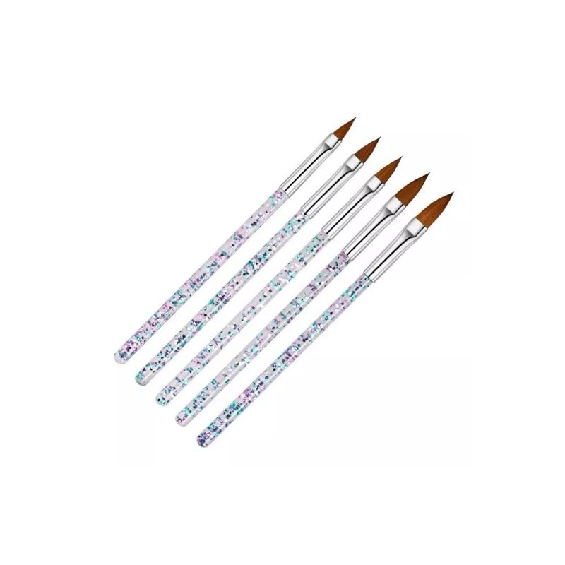 GENERICO - Kit 5 Pinceles Para Uñas Acrílico Manicure Con Glitter