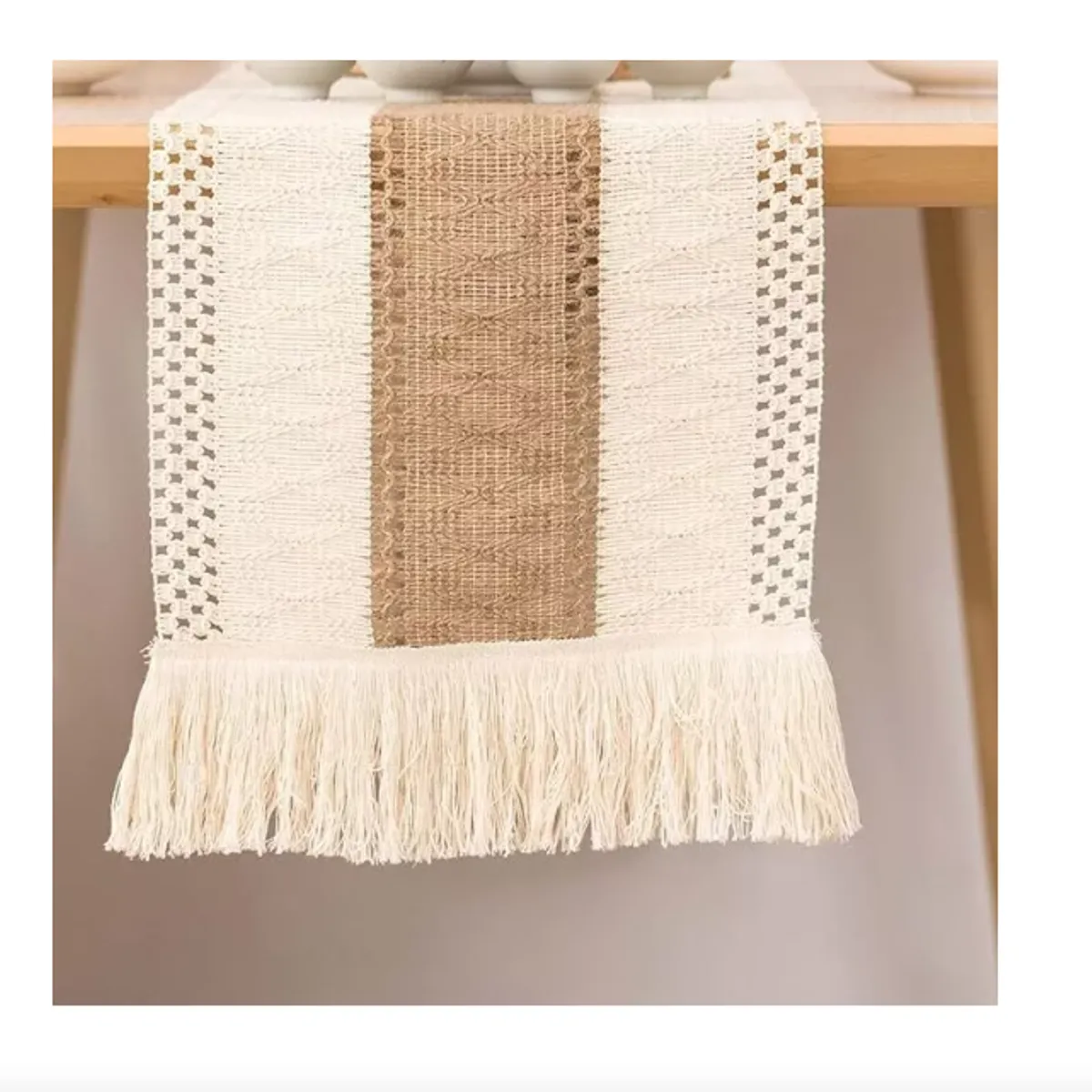 GENERICO - Camino De Mesa Algodon Yute Etnico Mantel De Centro 180x30cm