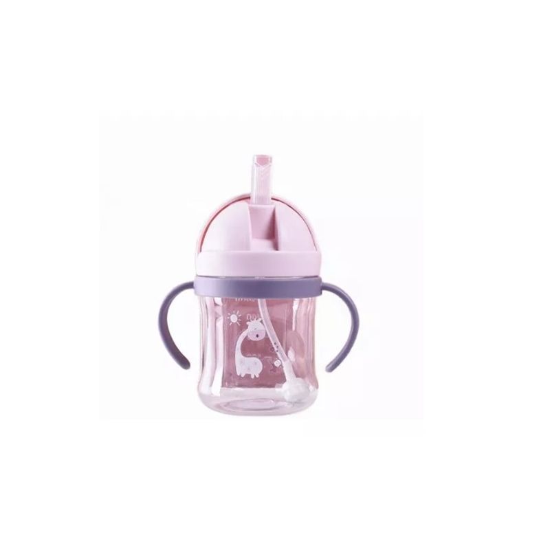 GENERICO - Vaso Antiderrame Con Bombilla Y Asas Para Bebé 250ml Rosa