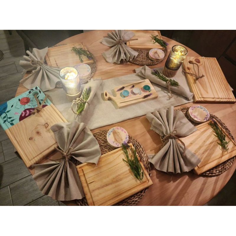 MI DECO HOME CADA DETALLE IMPORTA - SET 6 PLATOS DE MADERA PARILLEROS