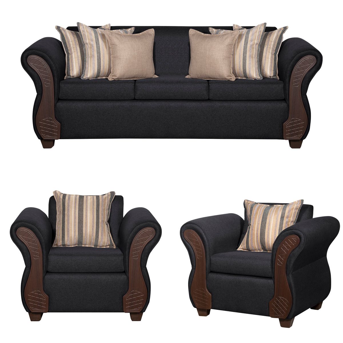 RUZAM MOBEL - LIVING 3-1-1 MARSELLA NEGRO