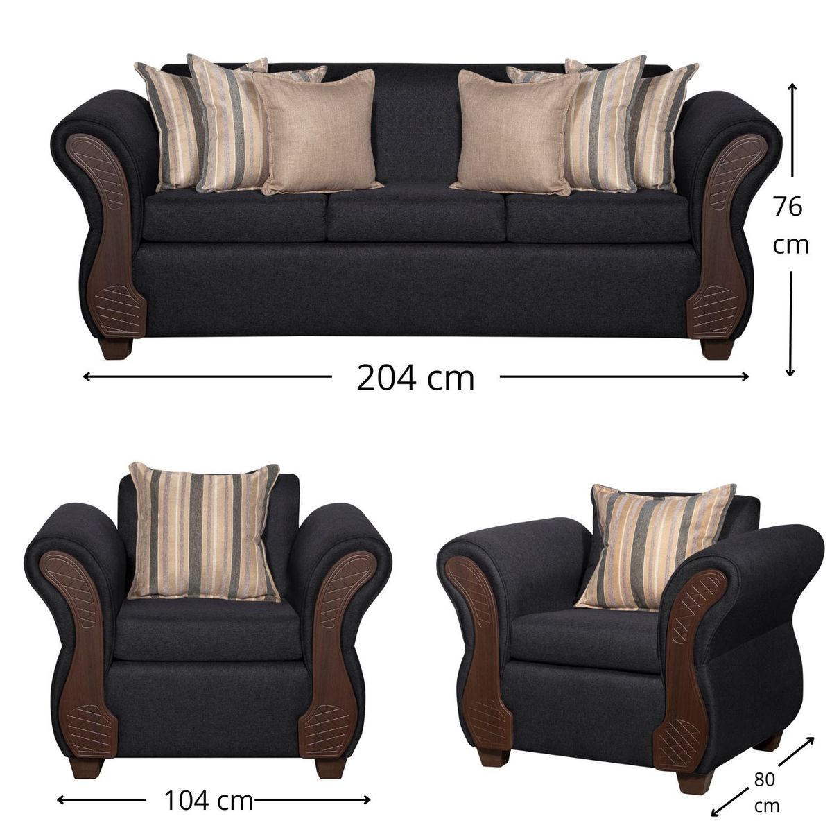 RUZAM MOBEL - LIVING 3-1-1 MARSELLA NEGRO