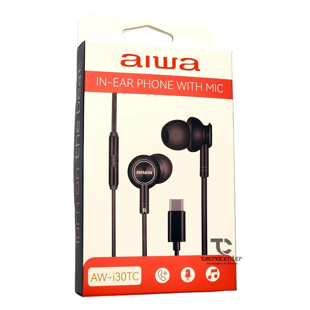 AIWA - Audifonos Aiwa I30TC In-Ear Tipo C Negro
