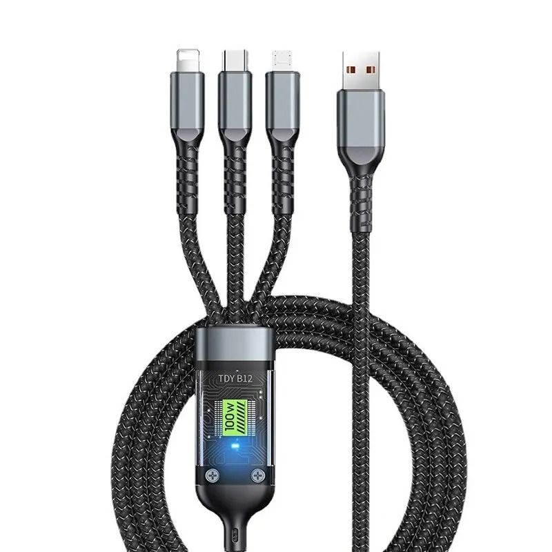 GENERICO - Cable Carga Rapida 100W 3En1 UsbC Para Lightning Micro USB