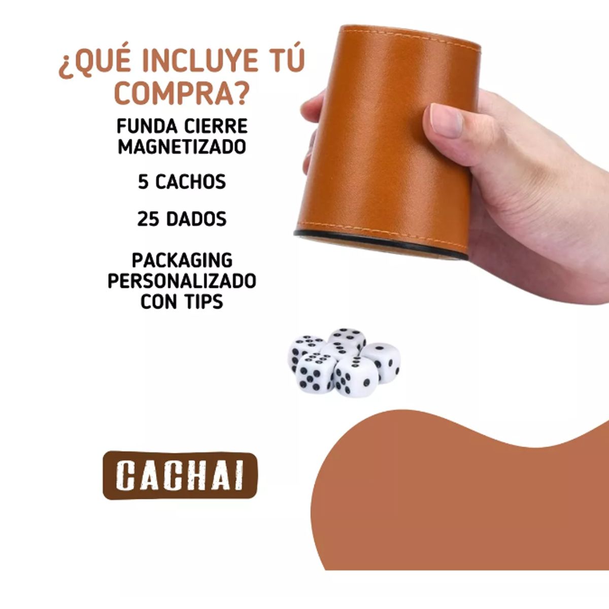 GENERICO - Cachos Juegos De Mesa 5 Cachos Cuero Pu Dados