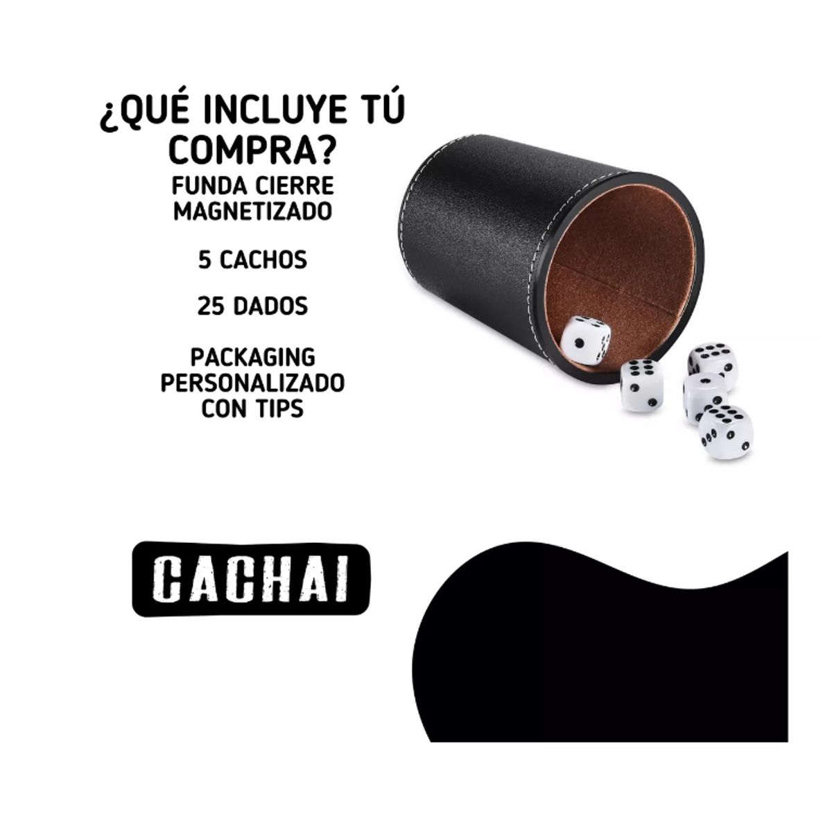 GENERICO - Cachos Juegos De Mesa 5 Cachos Cuero Pu Dados Cachai