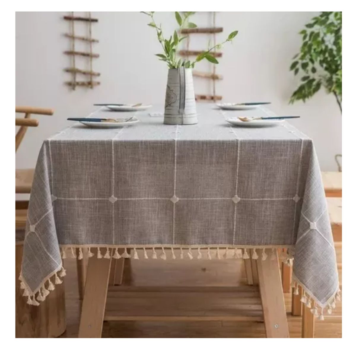 GENERICO - Mantel Rectangular Mantel De La Mesa Borla Algodón 145x220cm