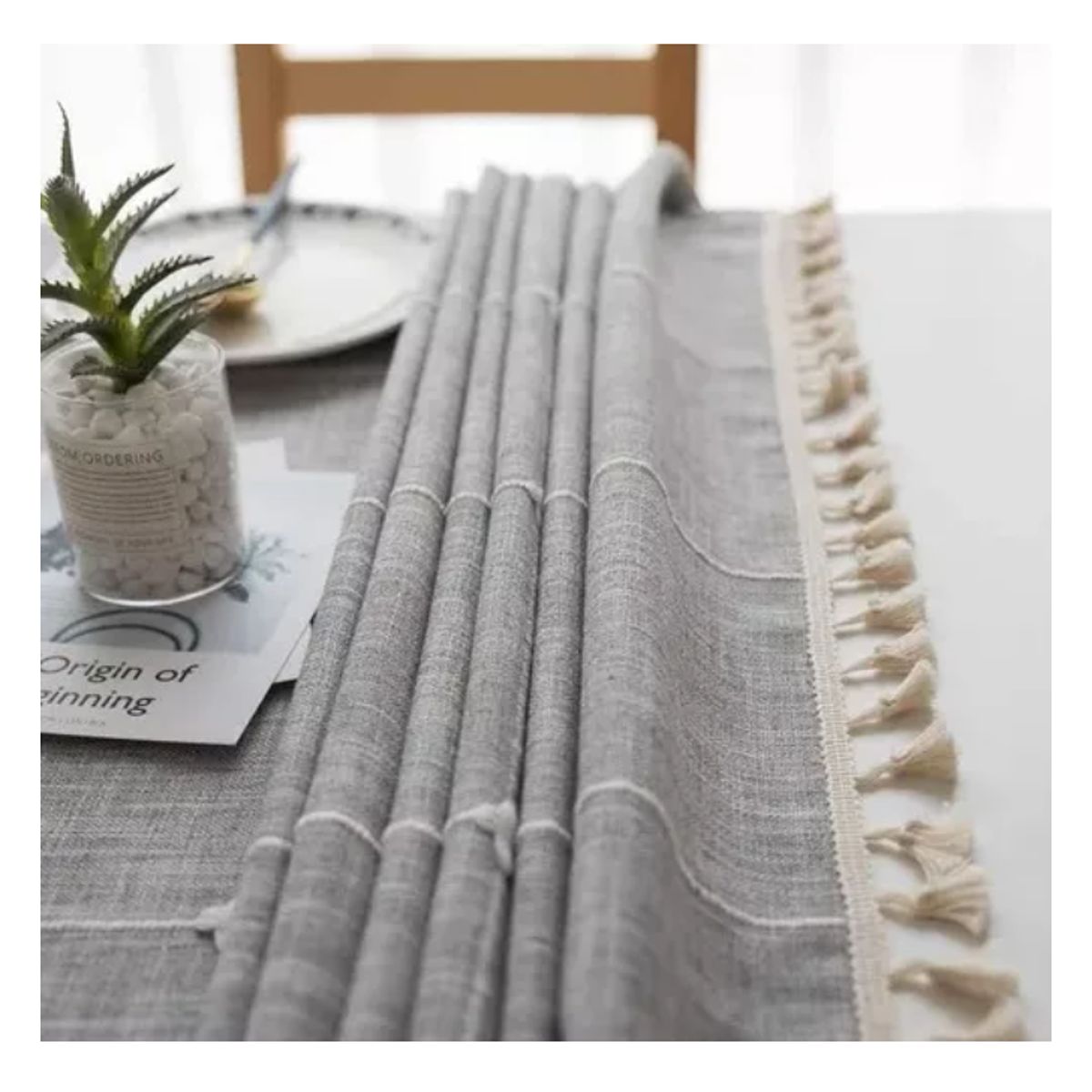 GENERICO - Mantel Rectangular Mantel De La Mesa Borla Algodón 145x220cm