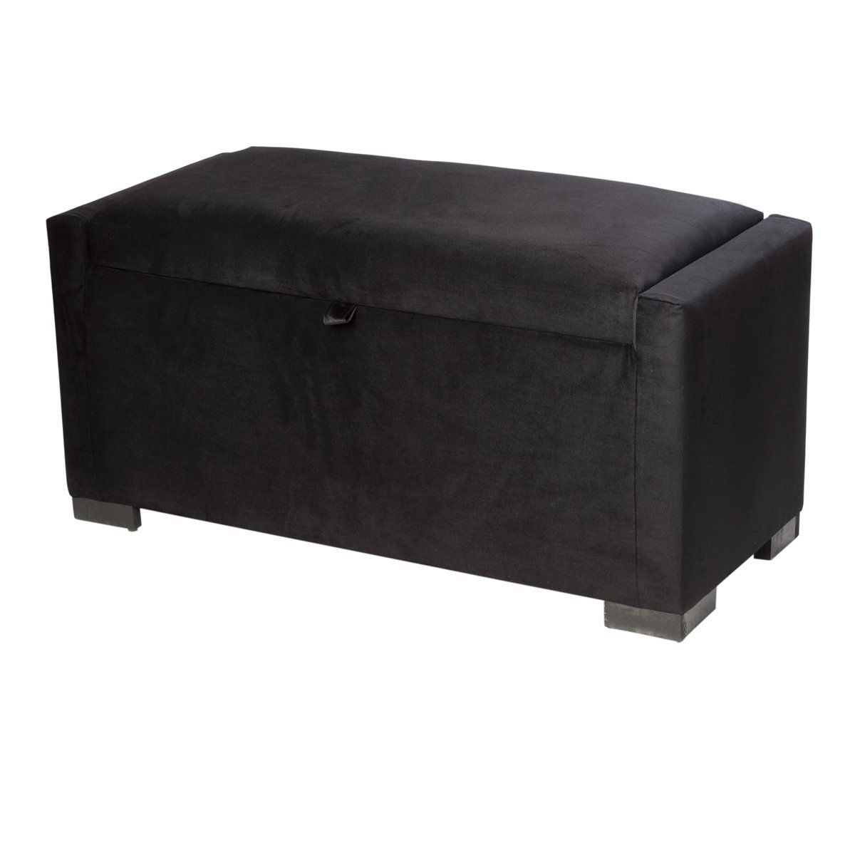 GENERICO - Banqueta con Baúl Leyzy Negro Felpa 40X55X105 cm Máxima Design