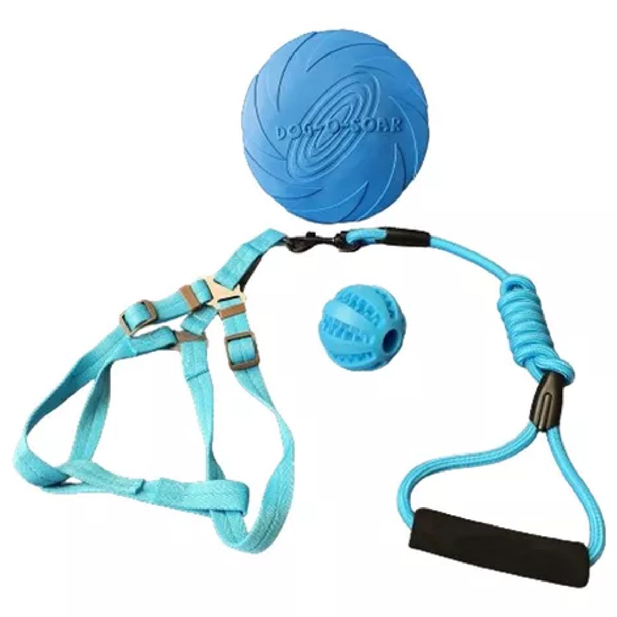 MASCO TODO - Set Árnes y Cuerda Pelota Dental Frisbee Azul Perro Mascotas