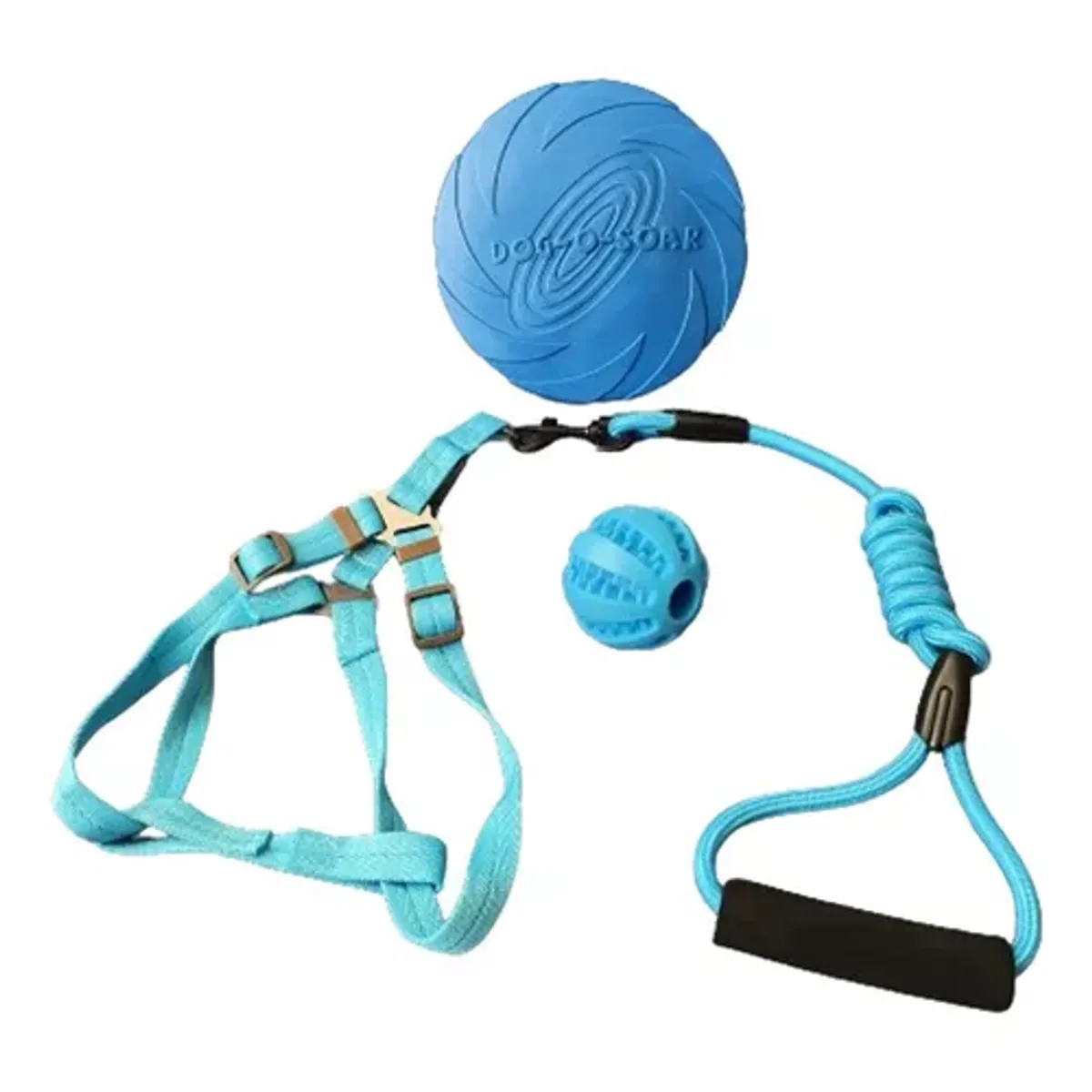 MASCO TODO - Set Árnes y Cuerda Pelota Dental Frisbee Azul Perro Mascotas