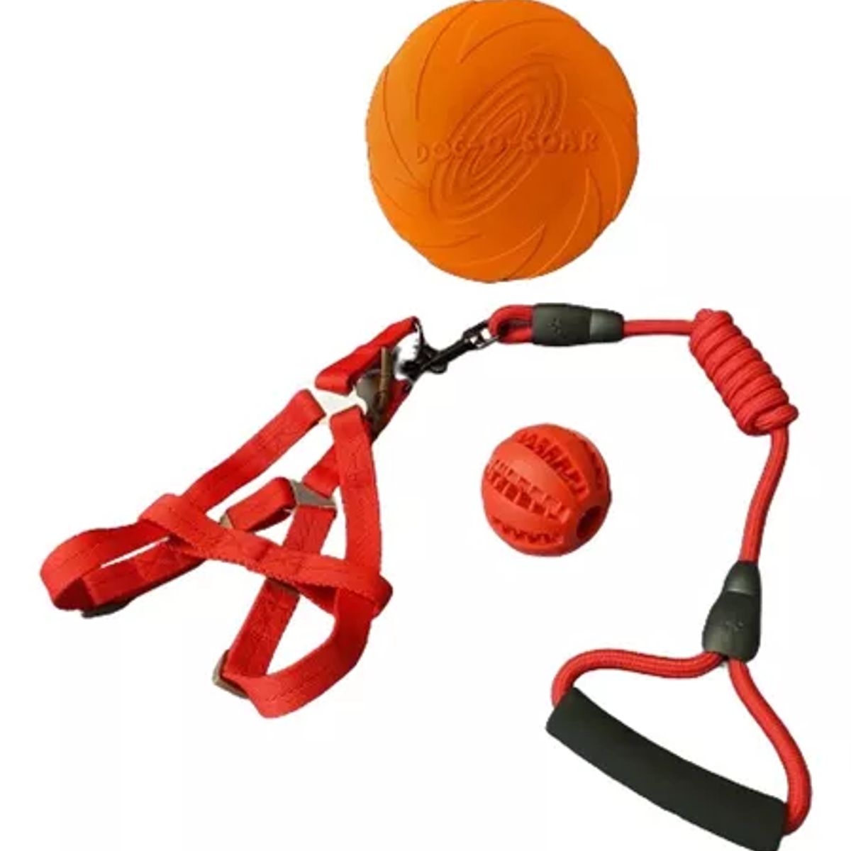 MASCO TODO - Set Árnes y Cuerda Pelota Dental Frisbee Rojo Perro Mascotas