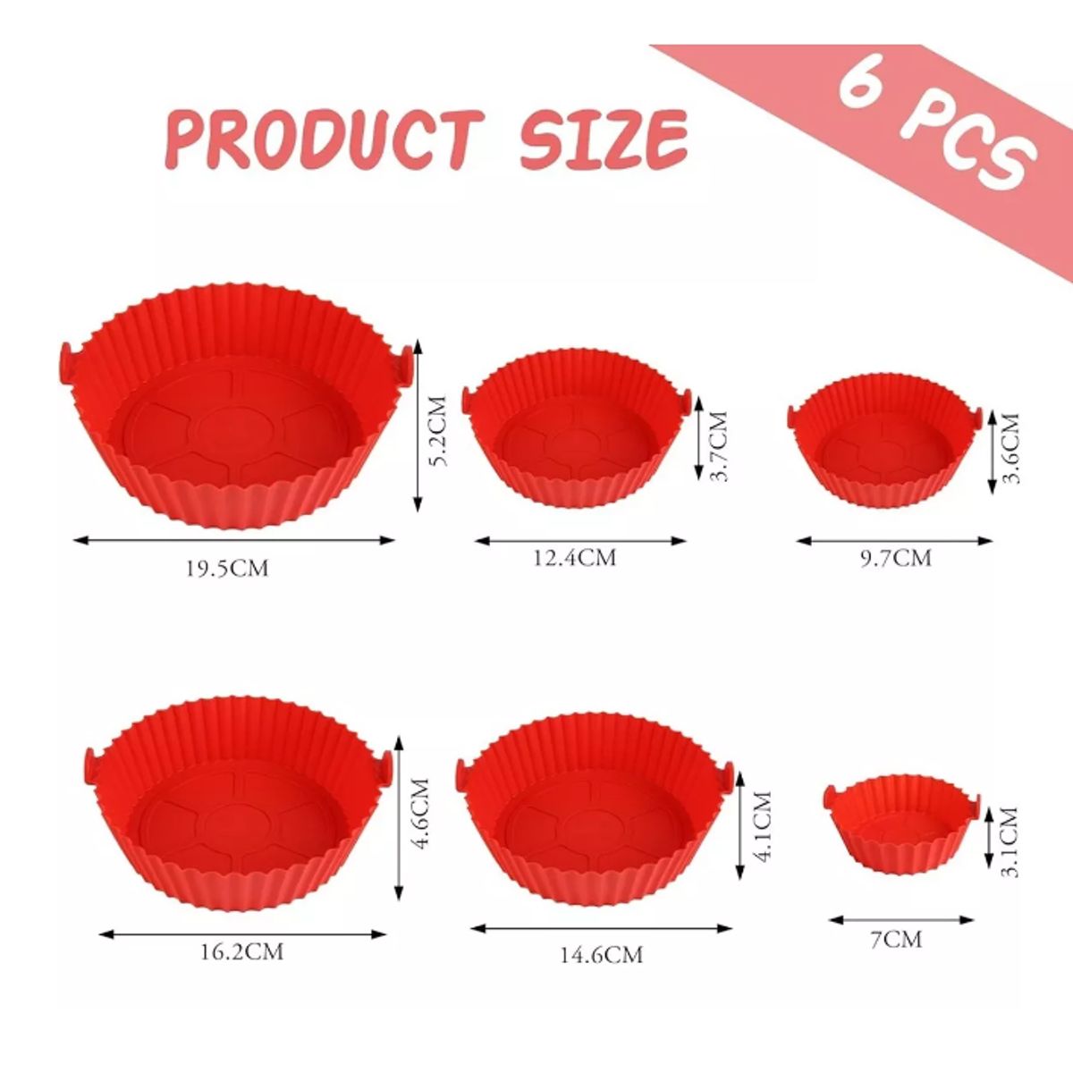 GENERICO - Pack X6 Molde Silicona Antiadherente Para Freidora De Aire