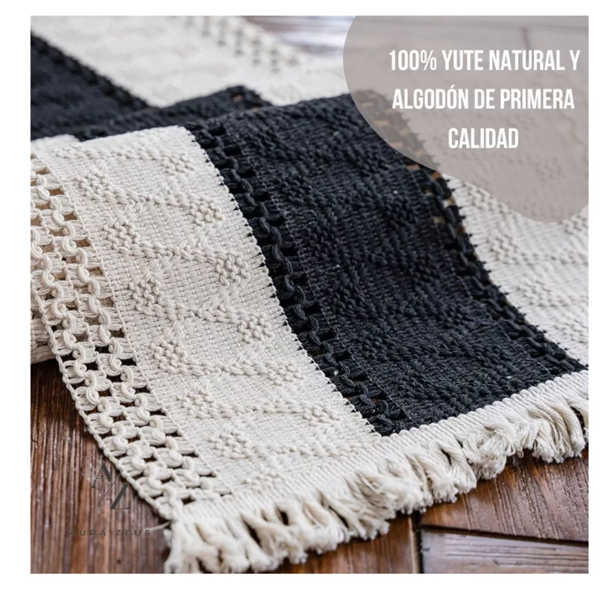 GENERICO - Camino De Mesa Algodon Yute Etnico Mantel De Centro 180x30cm negro