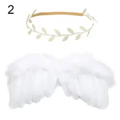 GENERICO - Alas de Angel de Plumas - Blancas - Diadema hojas - Dorada