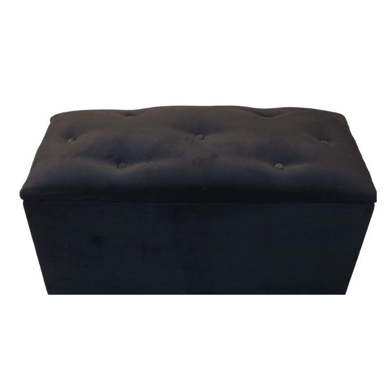 GENERICO - Baul Botone XL Negro Felpa  105X40X50X40 Rimar