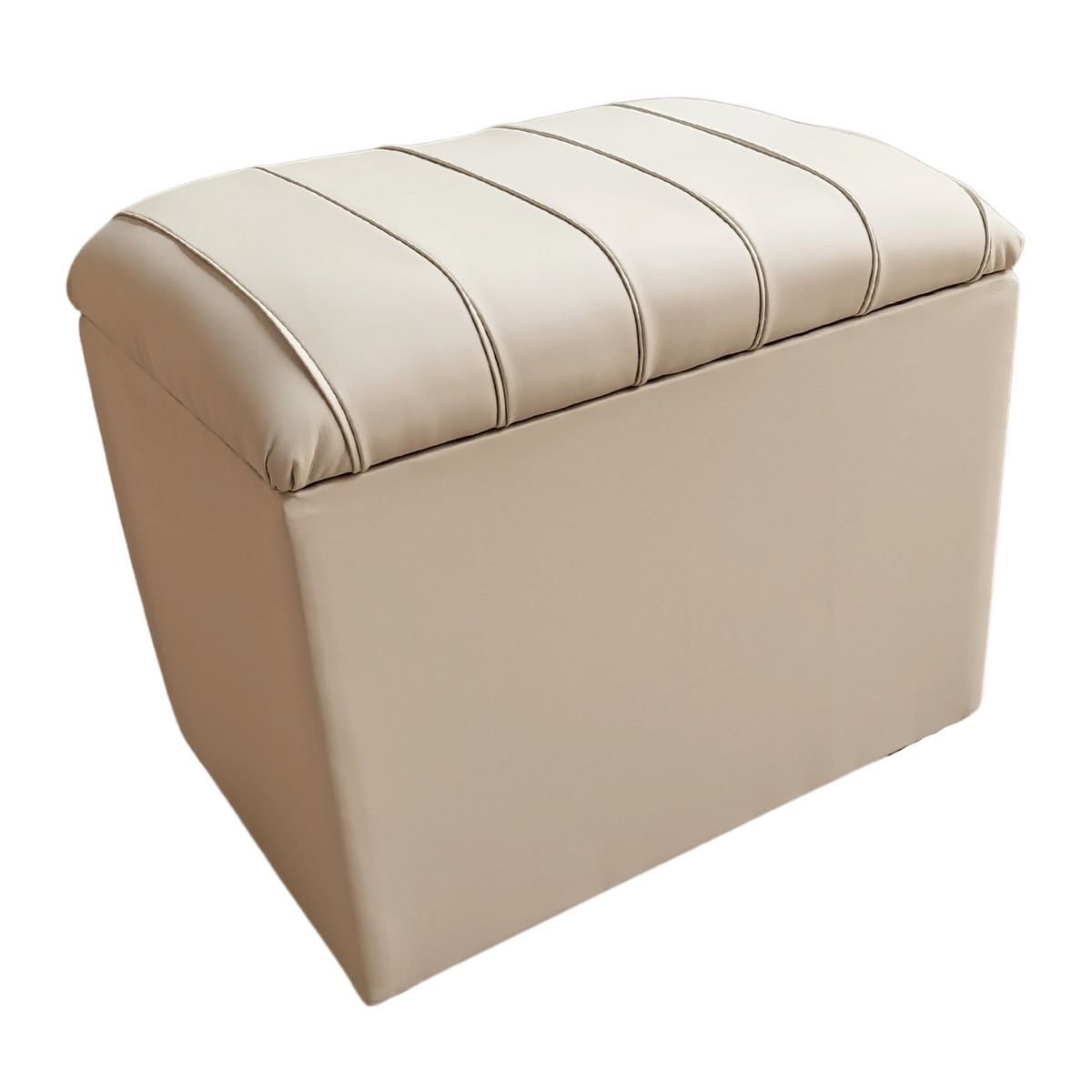 GENERICO - Banqueta Baul Tubular Beige Eco Cuero 60x40x50X40 Rimar