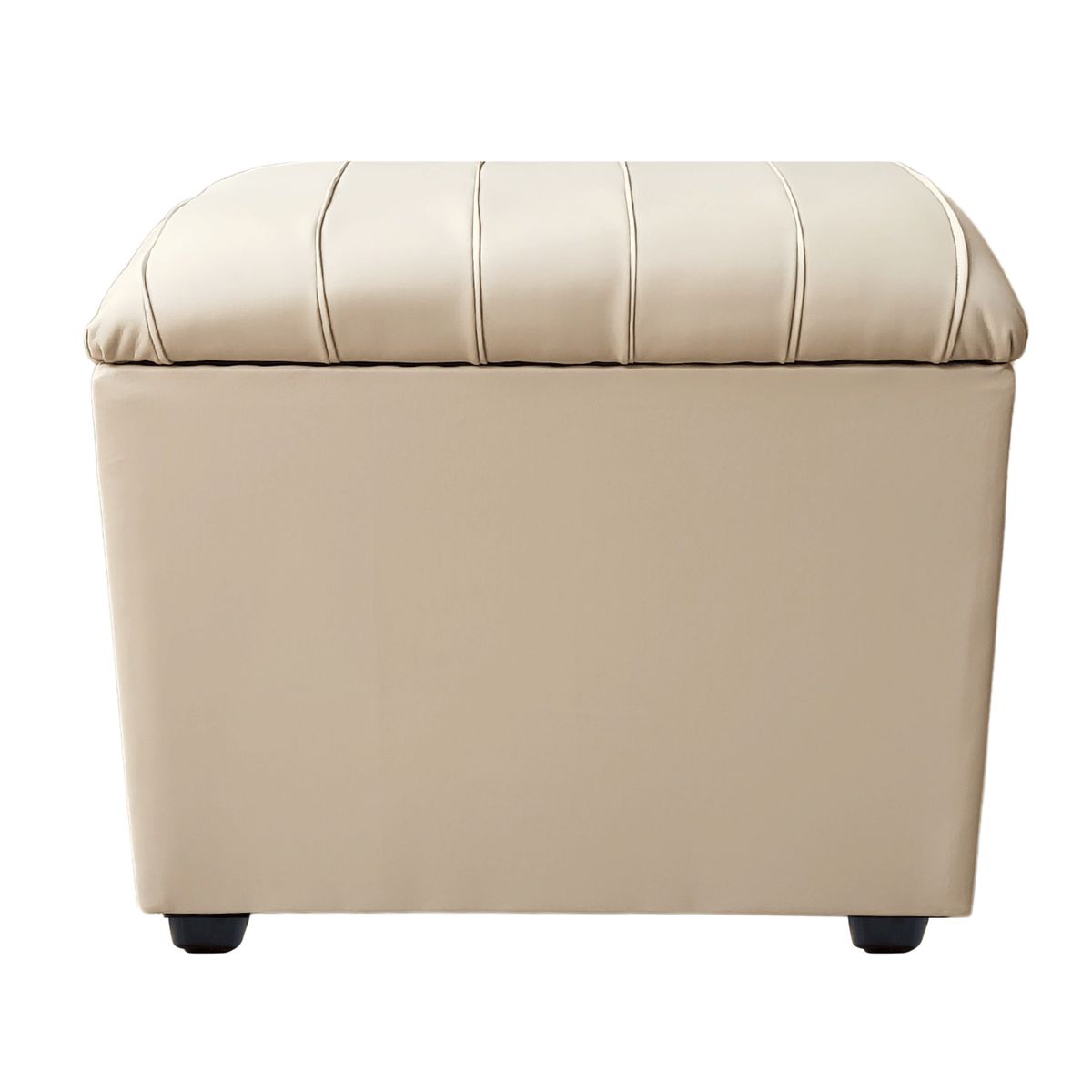 GENERICO - Banqueta Baul Tubular Beige Eco Cuero 60x40x50X40 Rimar