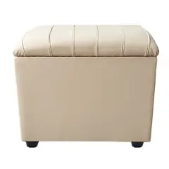 GENERICO - Banqueta Baul Tubular Beige Eco Cuero 60x40x50X40 Rimar