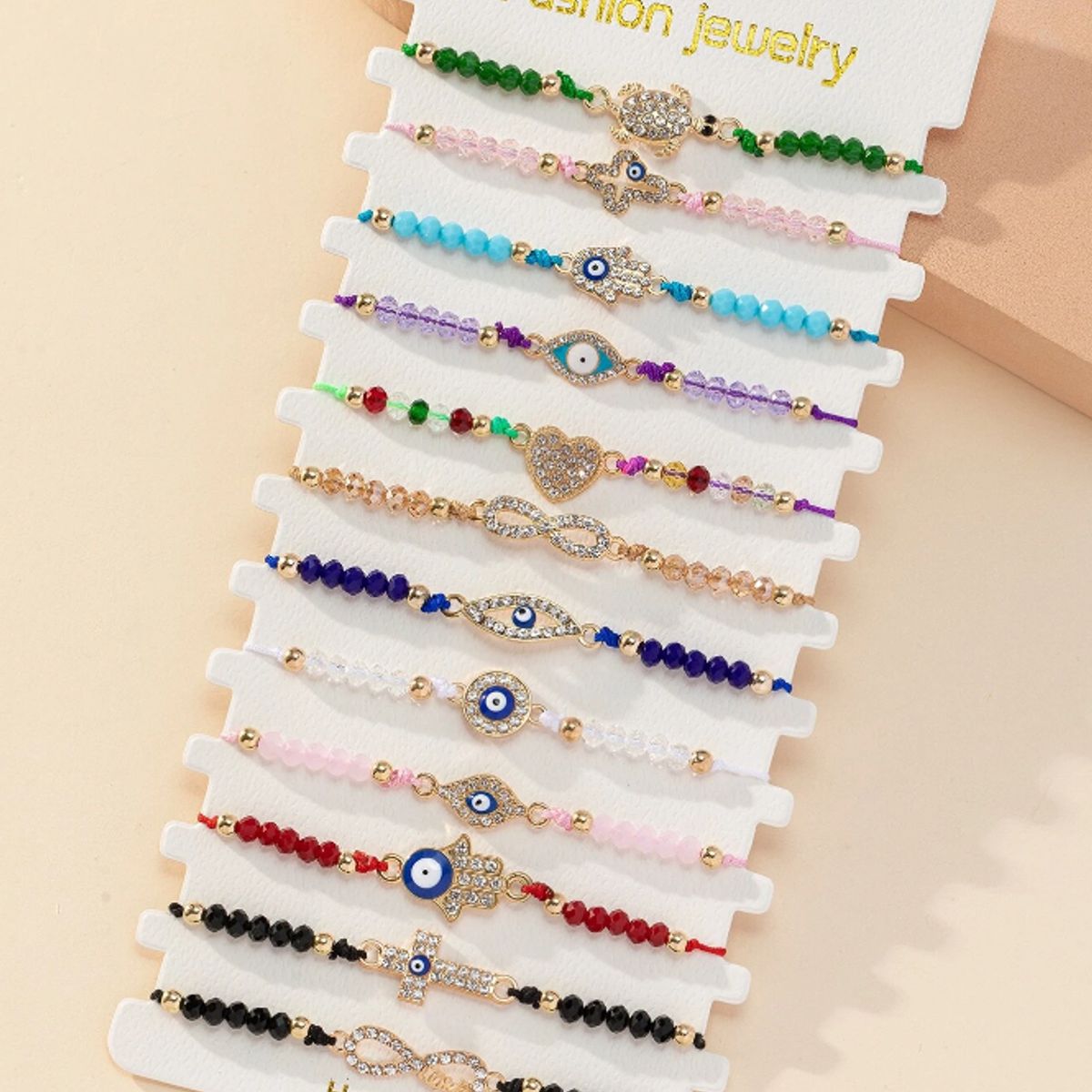 GENERICO - Pulsera con diseño de diamante de imitacion y ojo