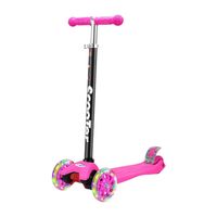 Scooter Monopatín 4 Ruedas Led Infantil Regulable Rosado