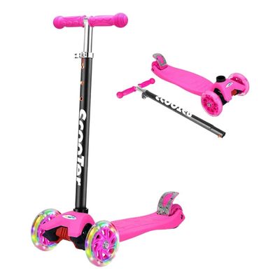 Imagen 2 del producto Scooter Monopatín 4 Ruedas Led Infantil Regulable Rosado