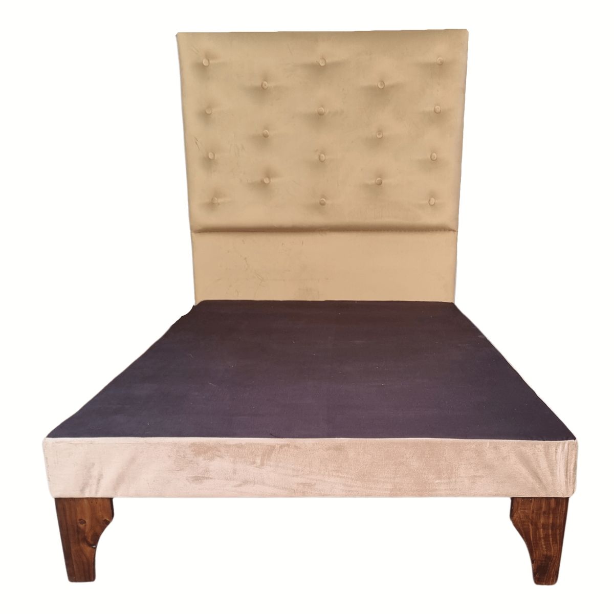 GENERICO - Base Europea 1P  Respaldo Beige Felpa a Piso Botone