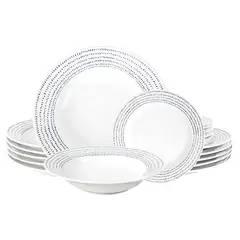 DANNY HOME - Juego de Vajillas Porcelana Estilo Clásico Puntos 18 Piezas