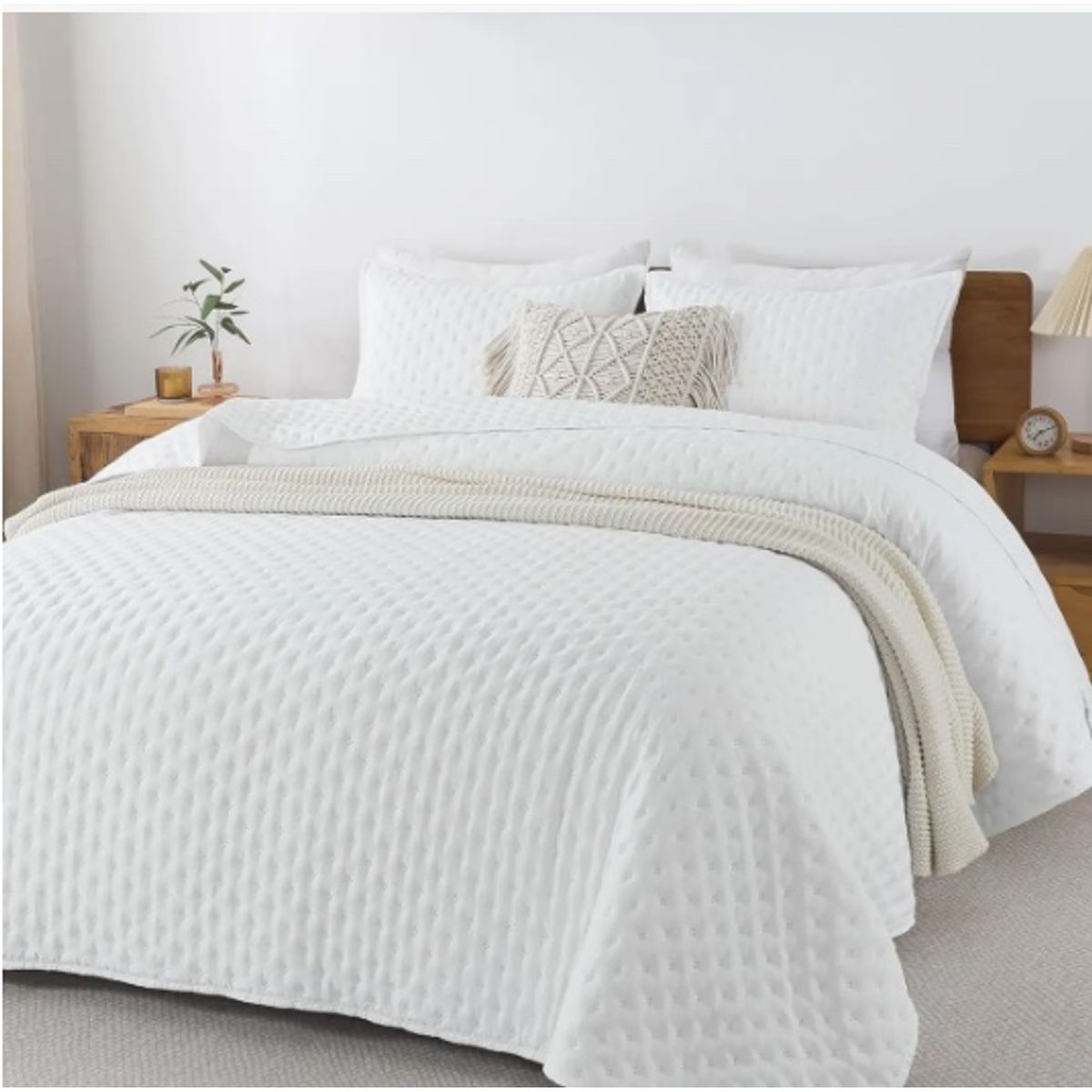 GENERICO - Cubrecama Quilt King Blanco