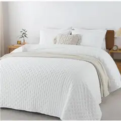 GENERICO - Cubrecama Quilt King Blanco