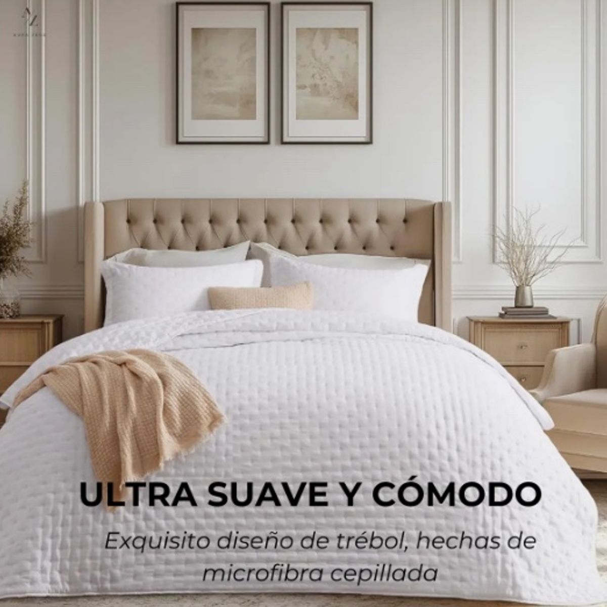 GENERICO - Cubrecama Quilt King Blanco