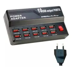 GENERICO - Cargador Múltiple Usb 10 Puertos Carga Rápida 5v 12a