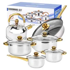U BUY - Set De Olla Bateria De Cocina Sertenes 12 Pc Menaje Cocina