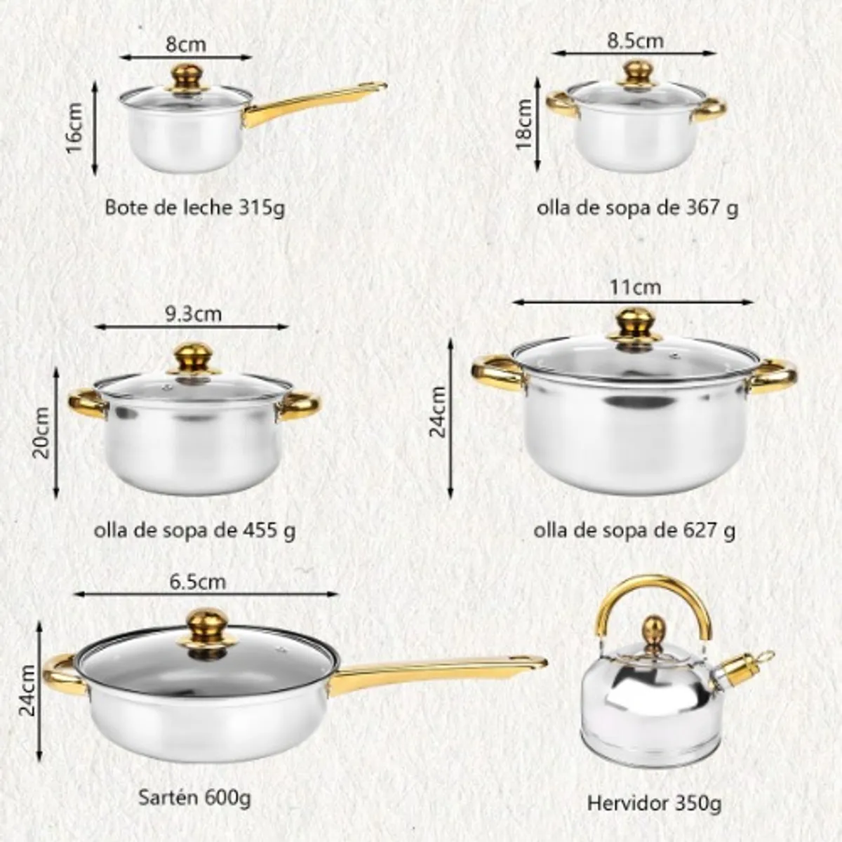 U BUY - Set De Olla Bateria De Cocina Sertenes 12 Pc Menaje Cocina