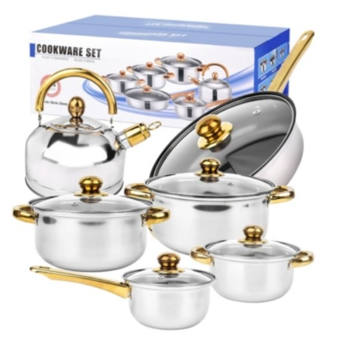 U BUY - Set De Ollas Antiadherentes Bateria De Cocina Sertenes 12 Pcs