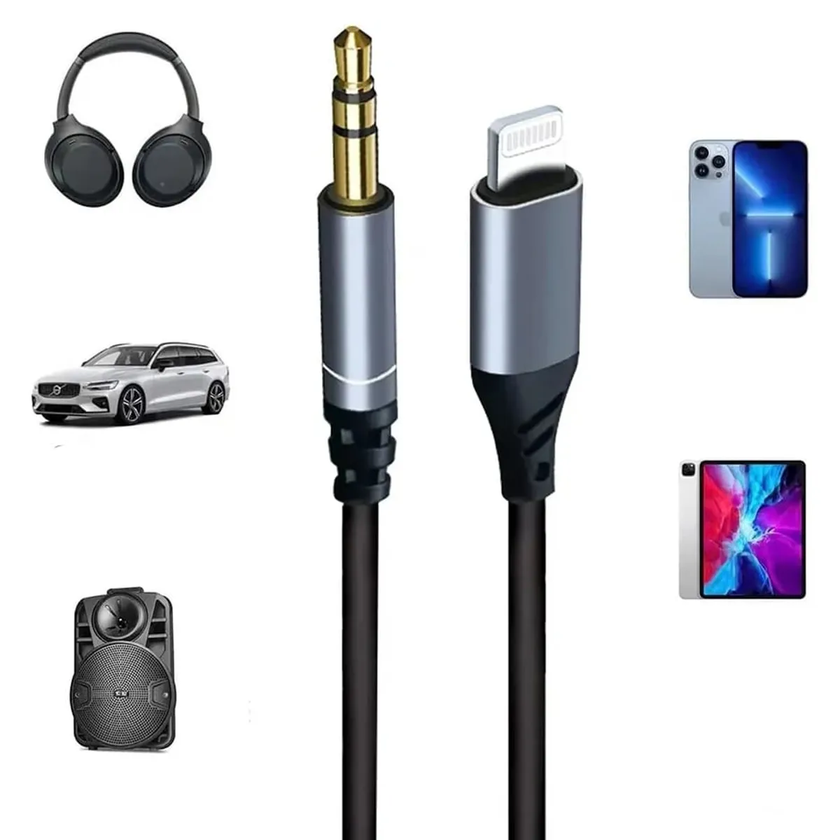 GENERICO - Cable Auxiliar Para iPhone Jack Plug 35mm Macho Adaptador