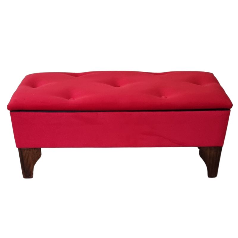 GENERICO - Banqueta Baúl Rojo Felpa Muebles Rimar