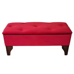 GENERICO - Banqueta Baúl Rojo Felpa Muebles Rimar