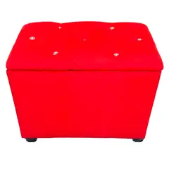 GENERICO - Baul Capitoné Rojo Felpa Diamante Muebles Rimar