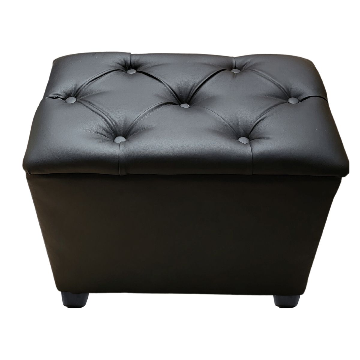 GENERICO - Banqueta Baúl Capitoné Negro Eco Cuero Muebles Rimar