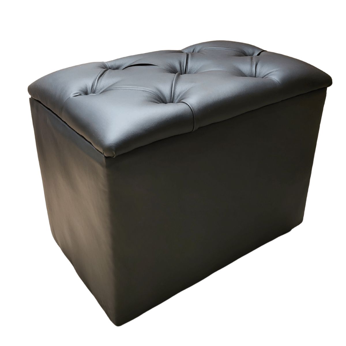 GENERICO - Banqueta Baúl Capitoné Negro Eco Cuero Muebles Rimar