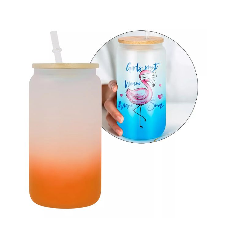 GENERICO - Botella Vaso Sublimable Degradado Vidrio Con Tapa Bombilla