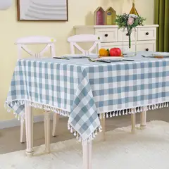 DANNY HOME - Mantel de Mesa 180 x 140 cm Azul Cuadrado Con BordadosDanny Home