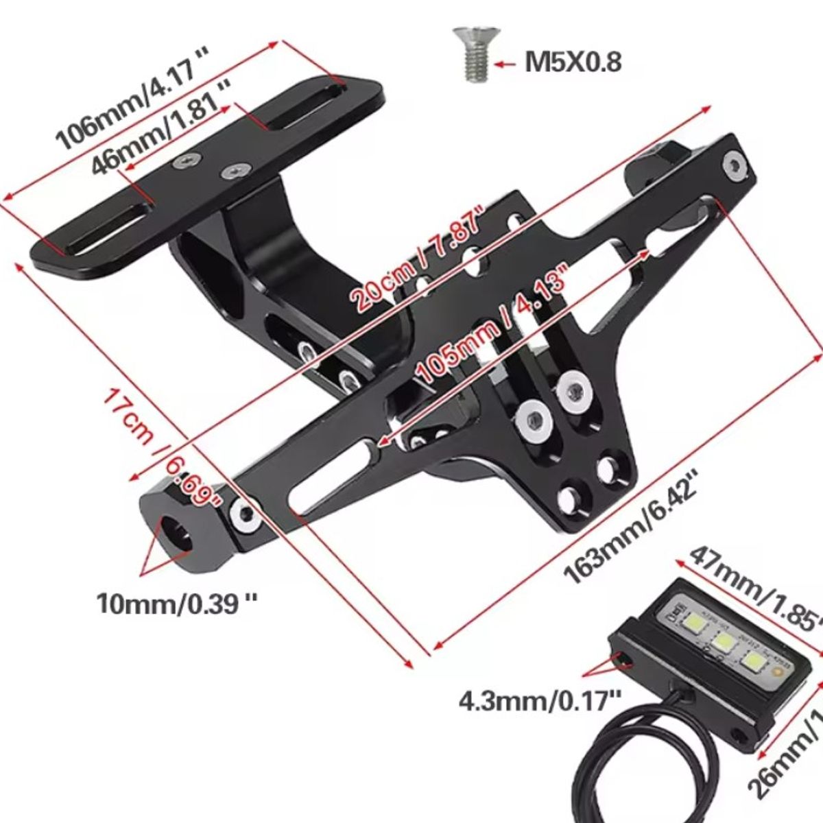 GENERICO - Fender eliminator Eliminador de cola porta matricula moto