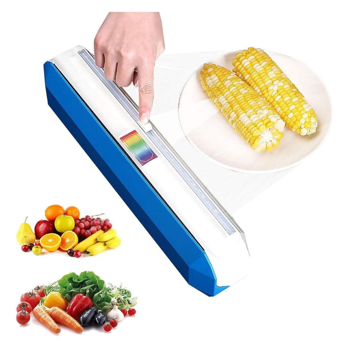 IMPORTCLICK - Dispensador Papel Film Plástico Cortador Azul - Blanco